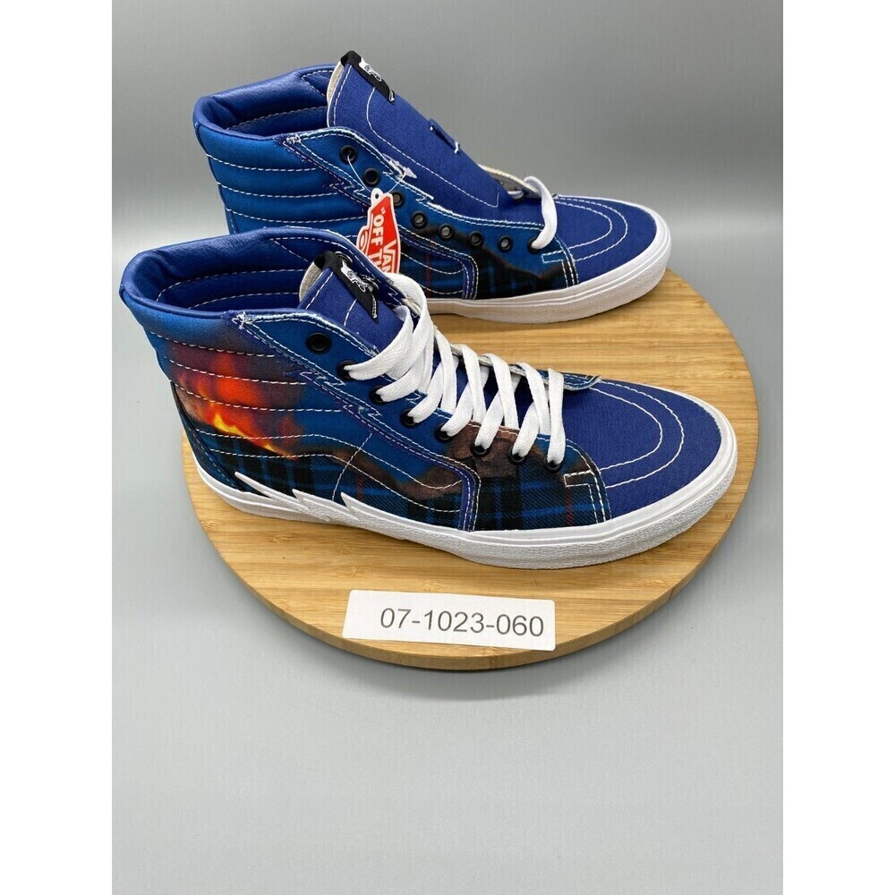 Vans Shoes Mens 9 Womens 10.5 Blue Sk8-Hi Bolt Fire Sneakers High Top Hiking - Picture 11 of 12